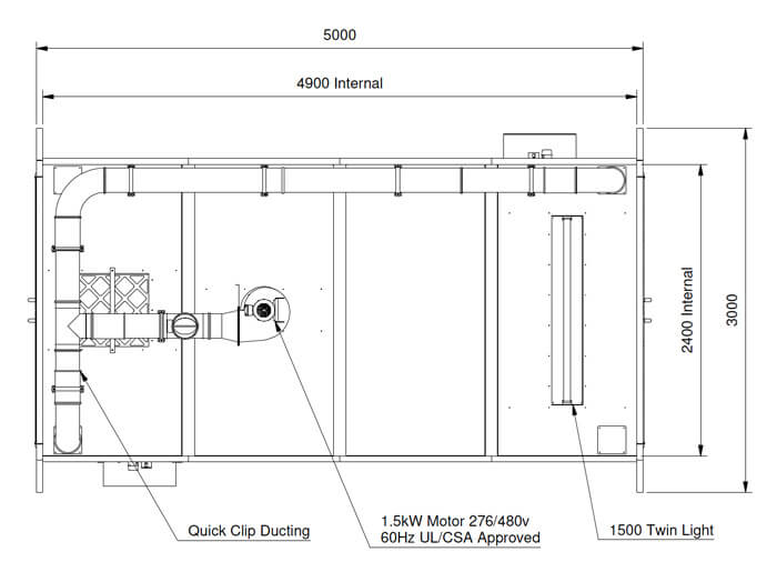Schubox Catalytic Infrared Oven - IR Top View Dimensions