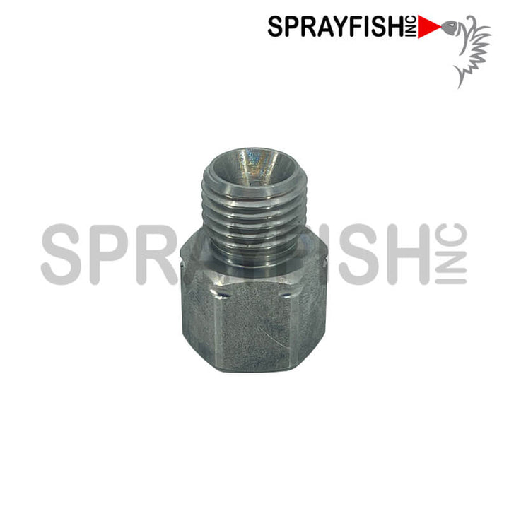 The Sprayfish 1/4" NPS (M) x #5 JIC (F) Adapter, Stainless Steel Fitting will convert your #5 JIC Kremlin® Spray Gun or Pump Fitting to a 1/4" NPS.  This will allow you to connect any standard 1/4" NPS Female Swivel Fluid Hose to your gun or pump or allow you to connect a non-Kremlin® Spray Gun to your Kremlin® Pump.
