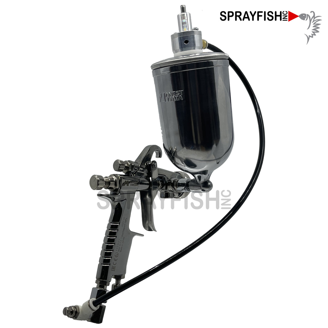 Anest Iwata Wider1L Gravity Feed Agitated Spray Gun, Rear View