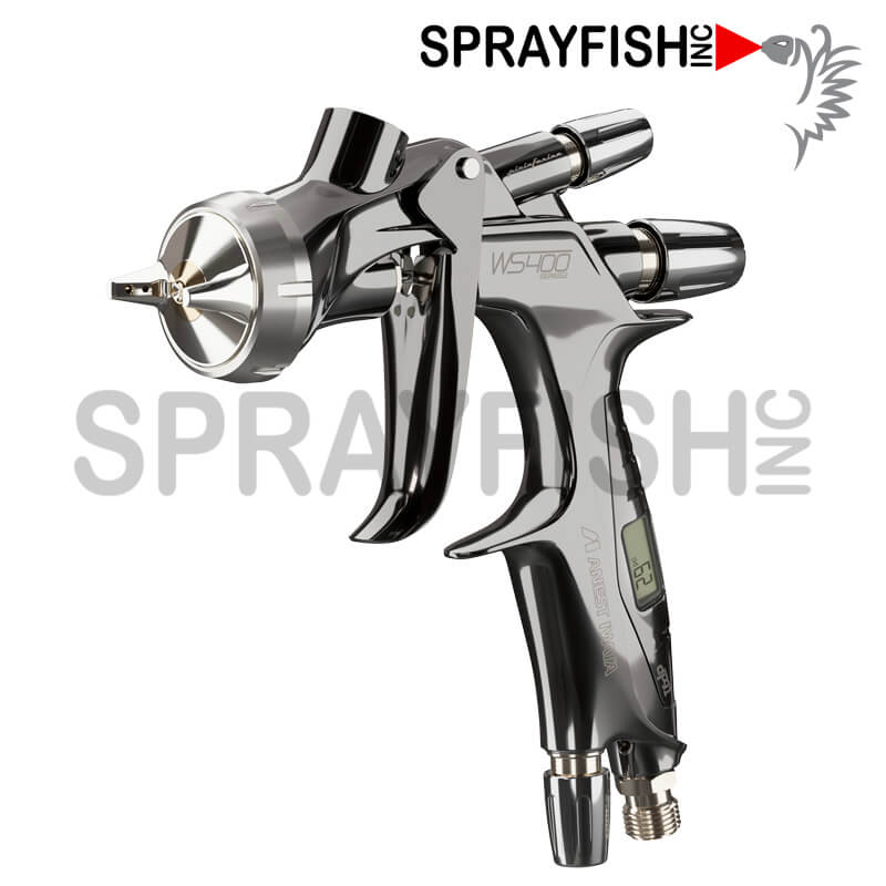 Anest Iwata WS-400 Grey Conventional Digital Series 2 Clear Coat Gravity Feed Gun with Aluminum Cup