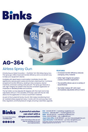 Binks Airless Automatic AG364 Paint Spray Gun for Flatline Machines, Lineal Spray Machines, Robots, and other Automatic Systems