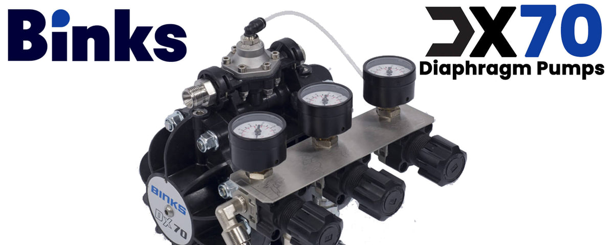 Binks DX70 Diaphragm Paint Feed, Transfer, or Paint Spray System for Manual or Automatic Pressure Feed Paint Guns, Optional Built-In Fluid Pressure Regulator