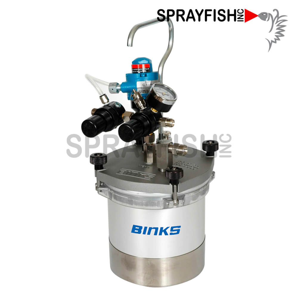 The Binks SG-2 Plus Agitated is the most advanced pressure fed cup designed to give complete freedom of movement for the spray gun and the operator. 2-Quart (2.3 Ltr) Pressure Cup, Light Weight, Portable and Easy To Use