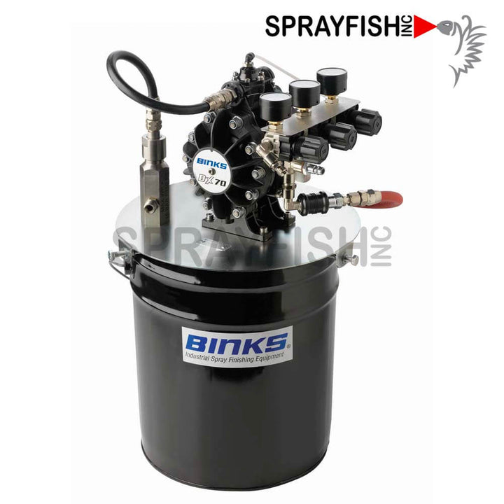 DeVilbiss By Binks DX70 Double Diaphragm Pump Paint System for Low-Pressure Pressure-Feed HVLP Paint, Pail-Mount System