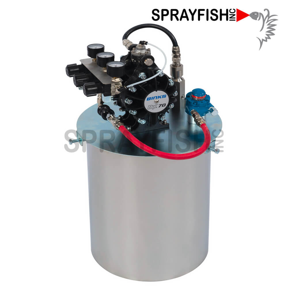 DeVilbiss By Binks DX70 Double Diaphragm Pump Paint System for Low-Pressure Pressure-Feed HVLP Paint, Pail-Mount with Agitator System