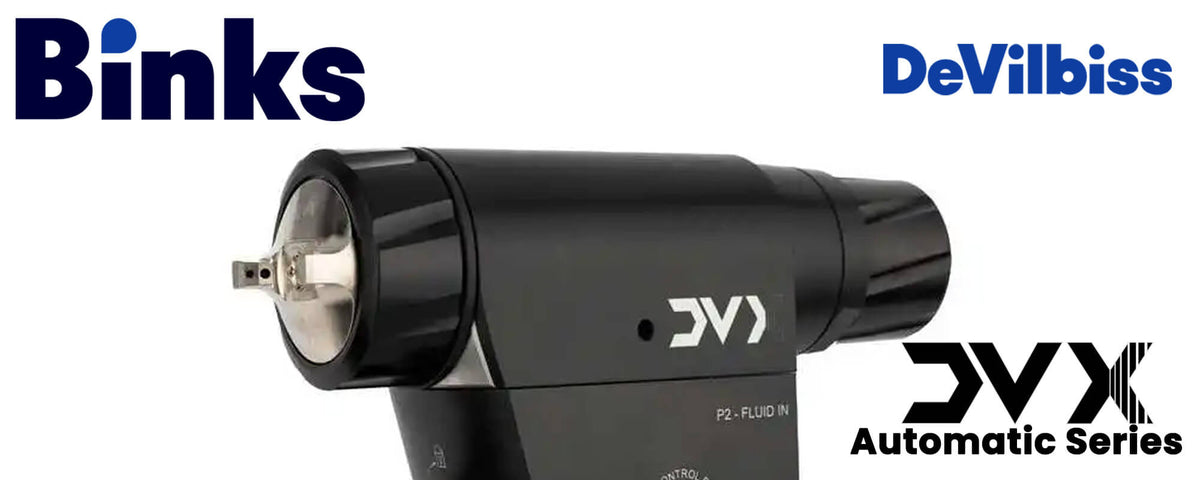 DeVilbiss by Binks DVX Automatic Pressure Feed High-Efficiency HVLP Paint Spray Gun for Flatline Machines, Lineal Spray Machines, Robots, and other Automatic Applications