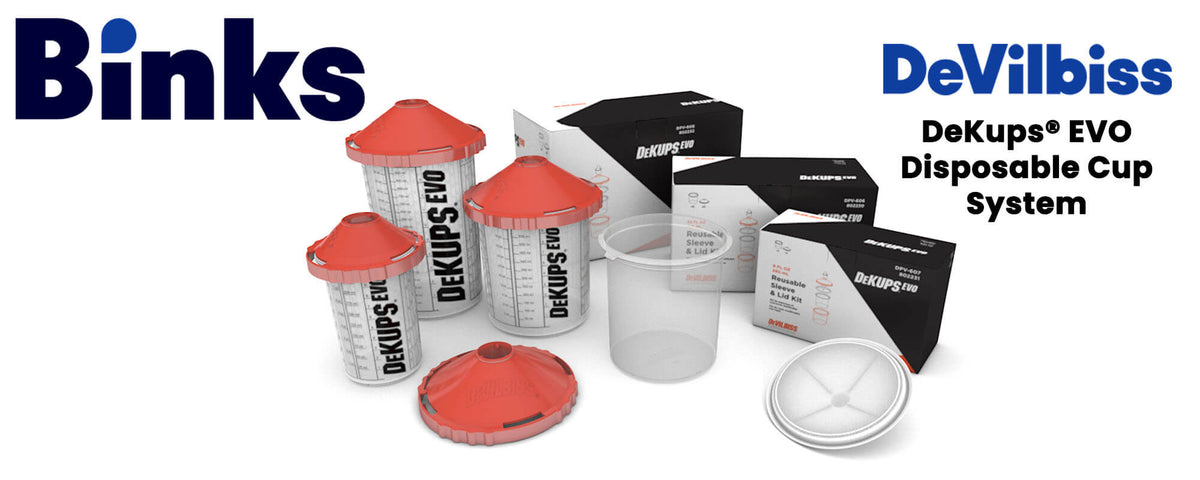 DeVilbiss by Binks DeKups EVO Disposable Cup System for Gravity Feed Paint Spray Guns, Includes Liners, Lids with Mesh Screens, Hard Cups, and Accessories