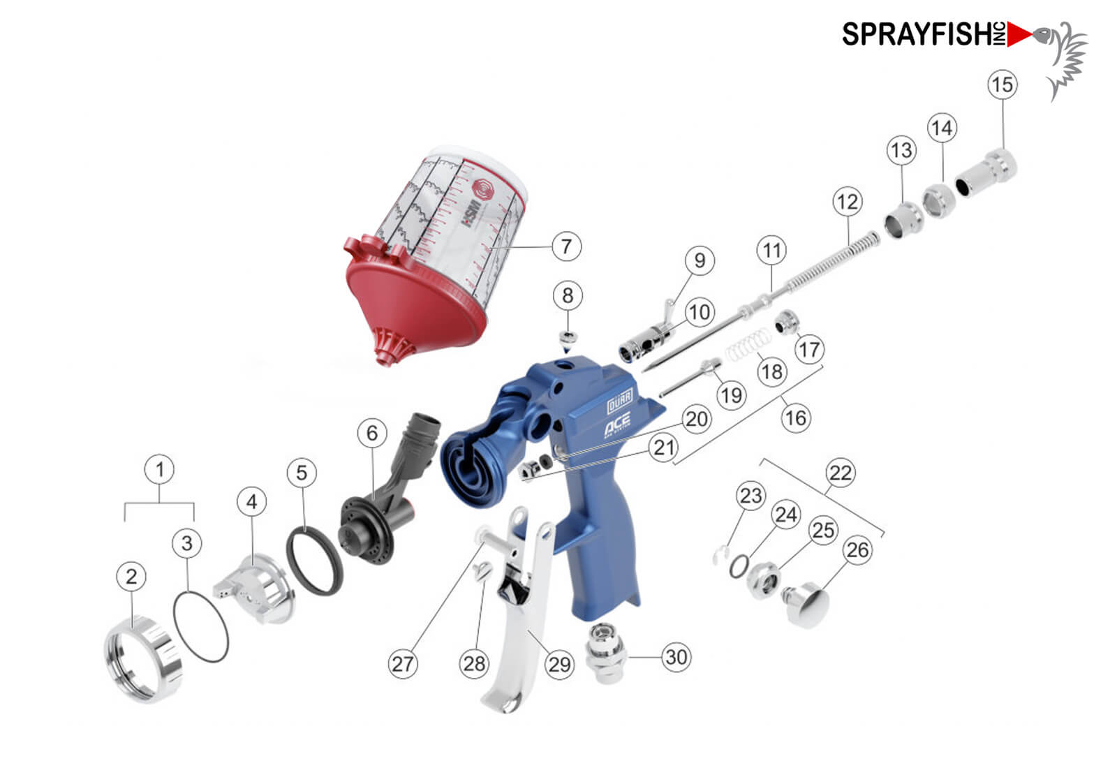 Durr EcoGun Ace Gravity Feed Disposable Nozzle Spray Gun