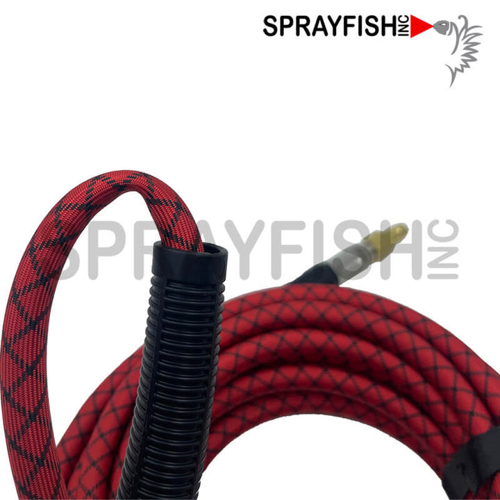 TANGLE-FREE SPRAY PAINT AIR HOSE, 35' OR 50', INCLUDES SWIVELS, PLUG & HIGH FLOW COUPLER, RED AND BLACK DESIGN