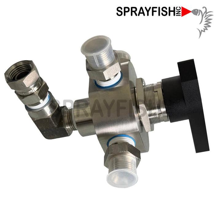 The Sprayfish 4-Way Base or Flush, Pump Select System for Iwata or Kremlin® Pumps is a great way to add more flexibility to your pumps.