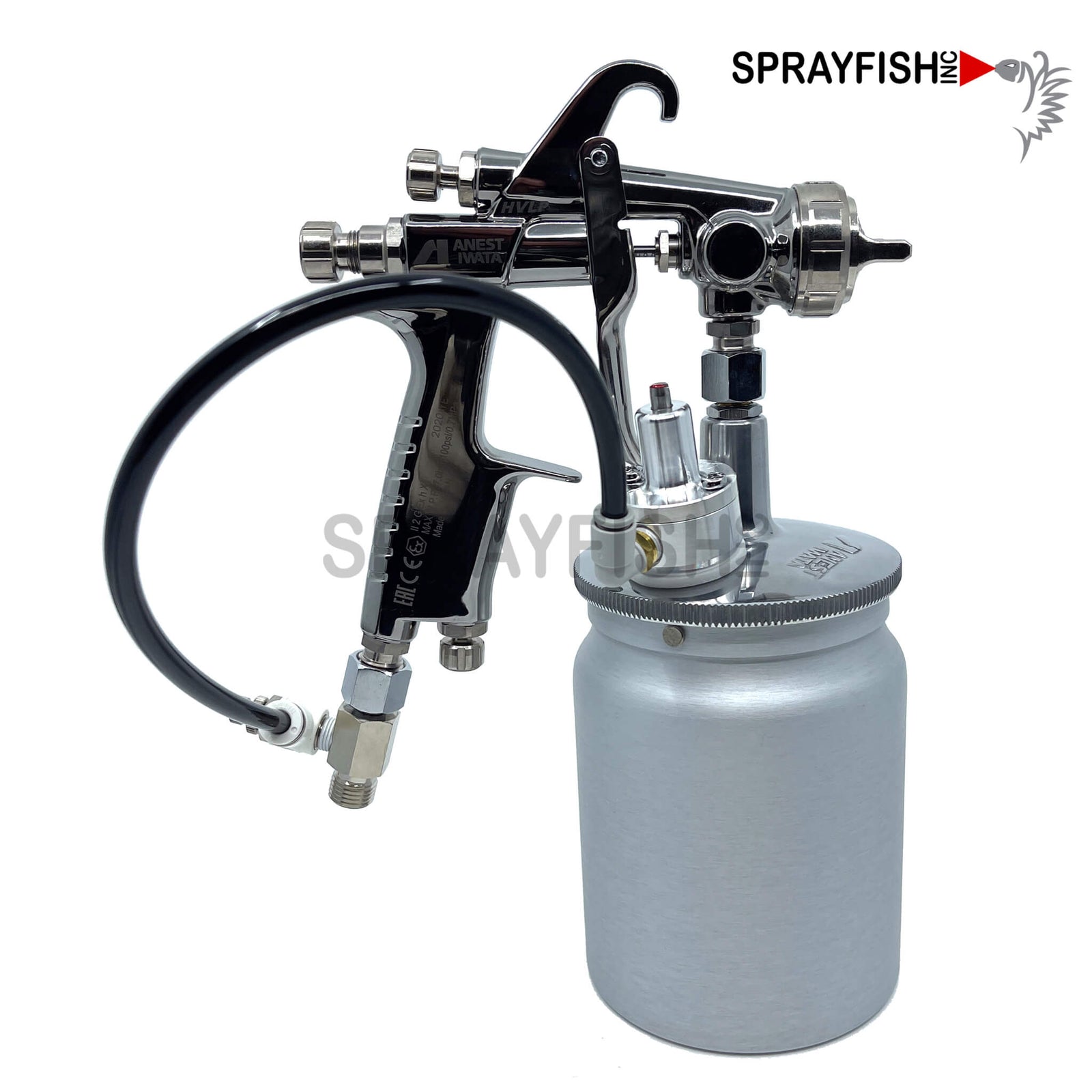 Anest Iwata Wider1L Agitated Siphon Spray Gun, Side View